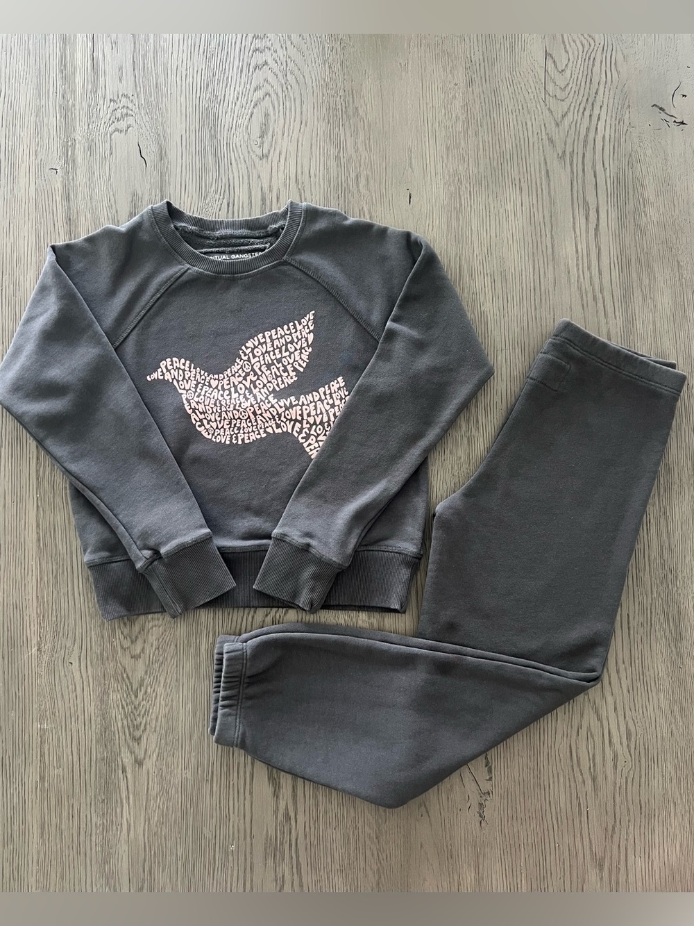 Spiritual Gangster Kids Girls Sweatshirt and Joggers/Sweatpants Set, Gray, 10Y